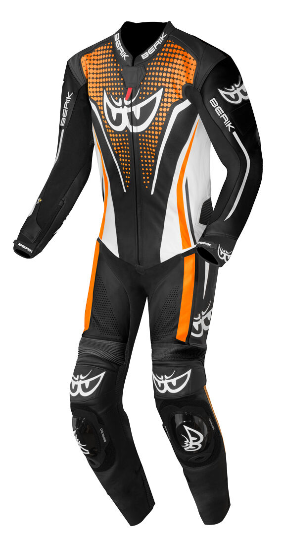Berik RSF-TECH PRO Traje de cuero de motocicleta perforado de una pieza - Negro Blanco Naranja (60)