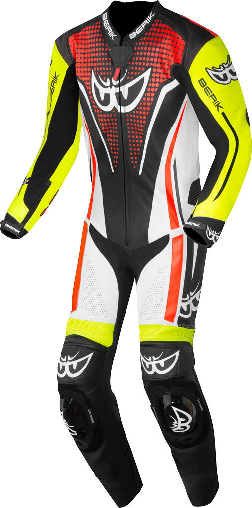 Berik RSF-TECH PRO Traje de cuero de motocicleta perforado de una pieza - Negro Blanco Rojo Amarillo (52)