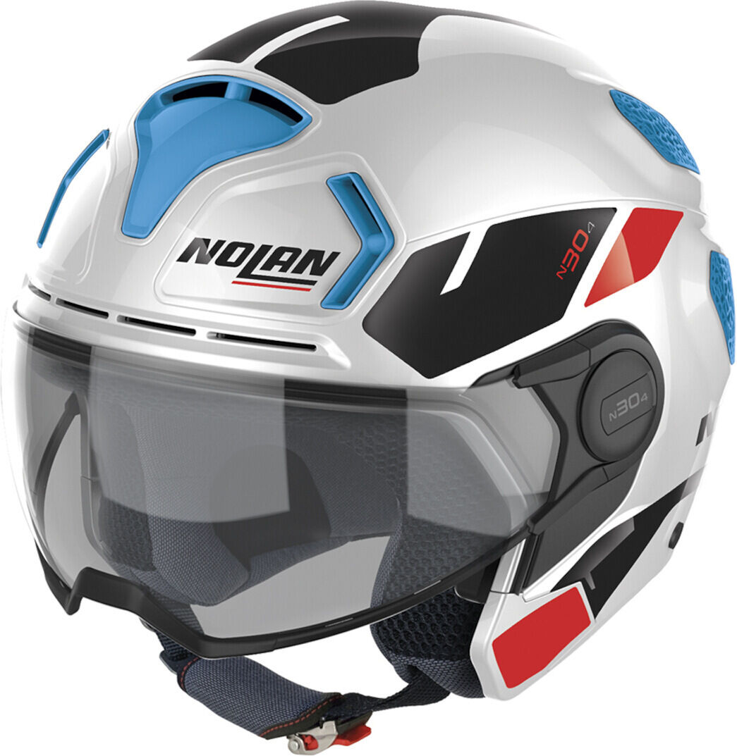 Nolan N30-4 T Blazer Casco JetJet - Blanco Rojo Azul (XS)