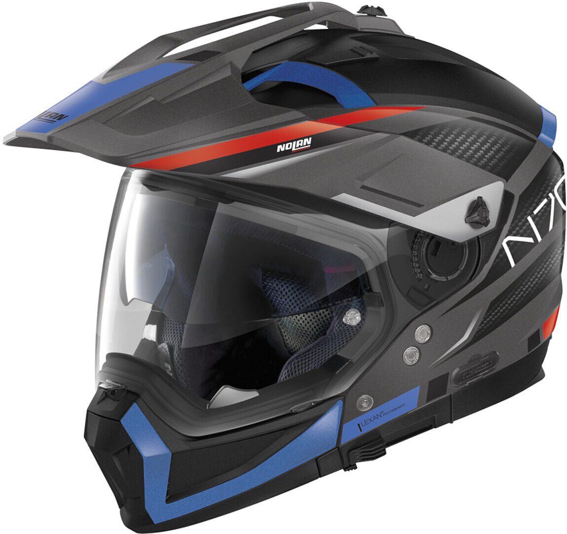 Nolan N70-2 X Earthquake 2023 N-Com Casco - Gris Rojo Azul (M)