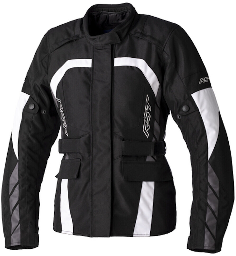 RST Alpha 5 chaqueta textil impermeable para damas - Negro Blanco (L)