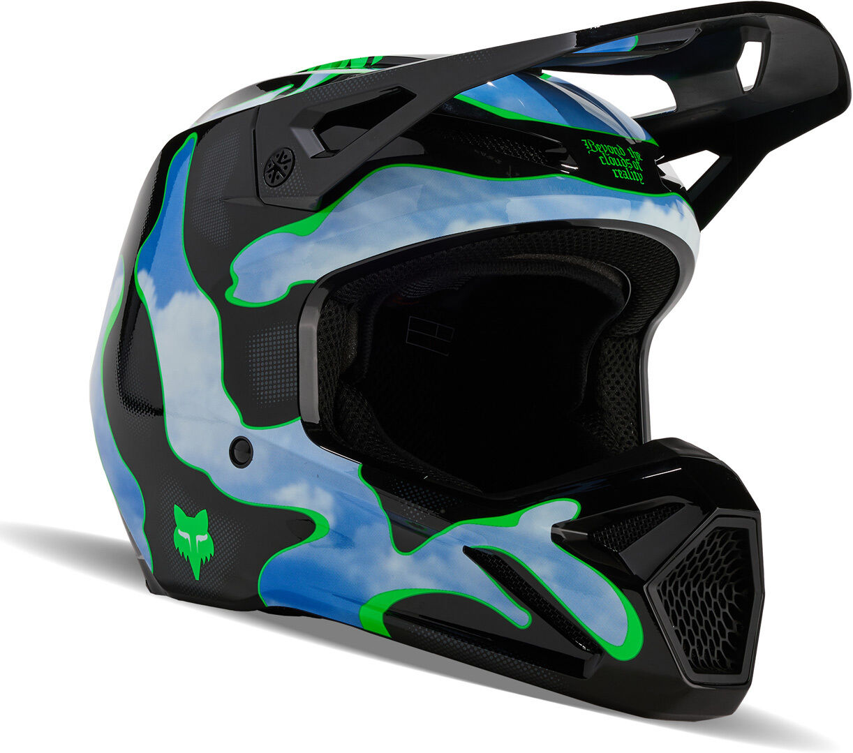 Fox V1 Atlas MIPS Casco de motocross - Negro Verde Azul (XS)