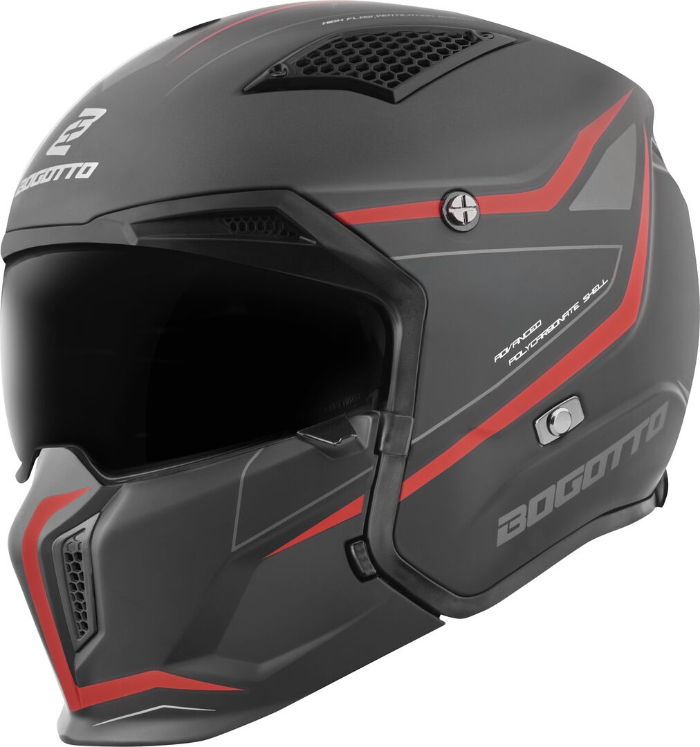 Bogotto Radic WN-ST 22.06 Casco - Negro Rojo (XL)