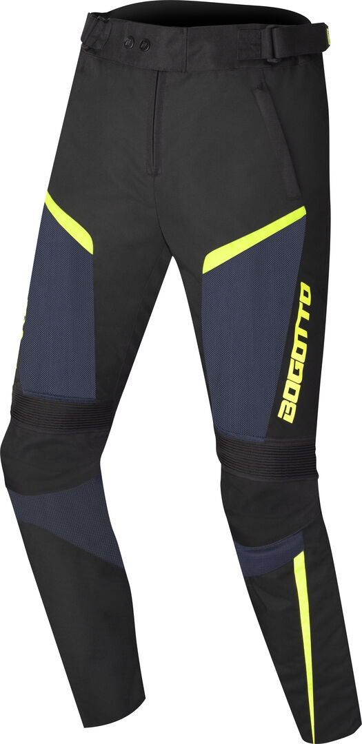 Bogotto Blaze-Air Pantalones textiles de moto - Negro Azul Amarillo (L)