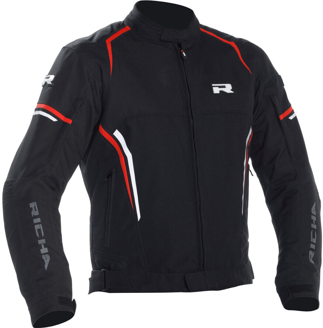 Richa Gotham 2 chaqueta textil impermeable para motocicleta - Negro Blanco Rojo (L)