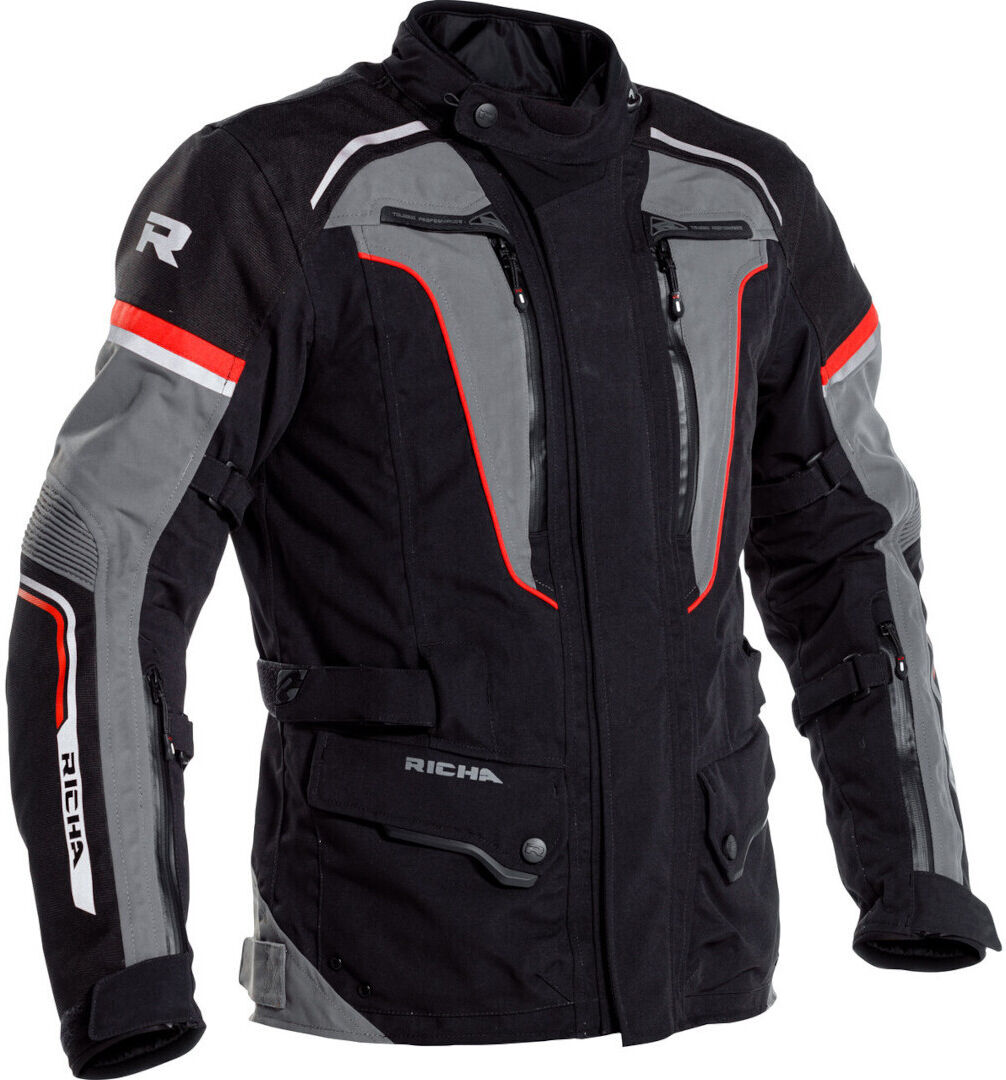 Richa Infinity 2 Pro Chaqueta textil de moto - Negro Gris Rojo (S)