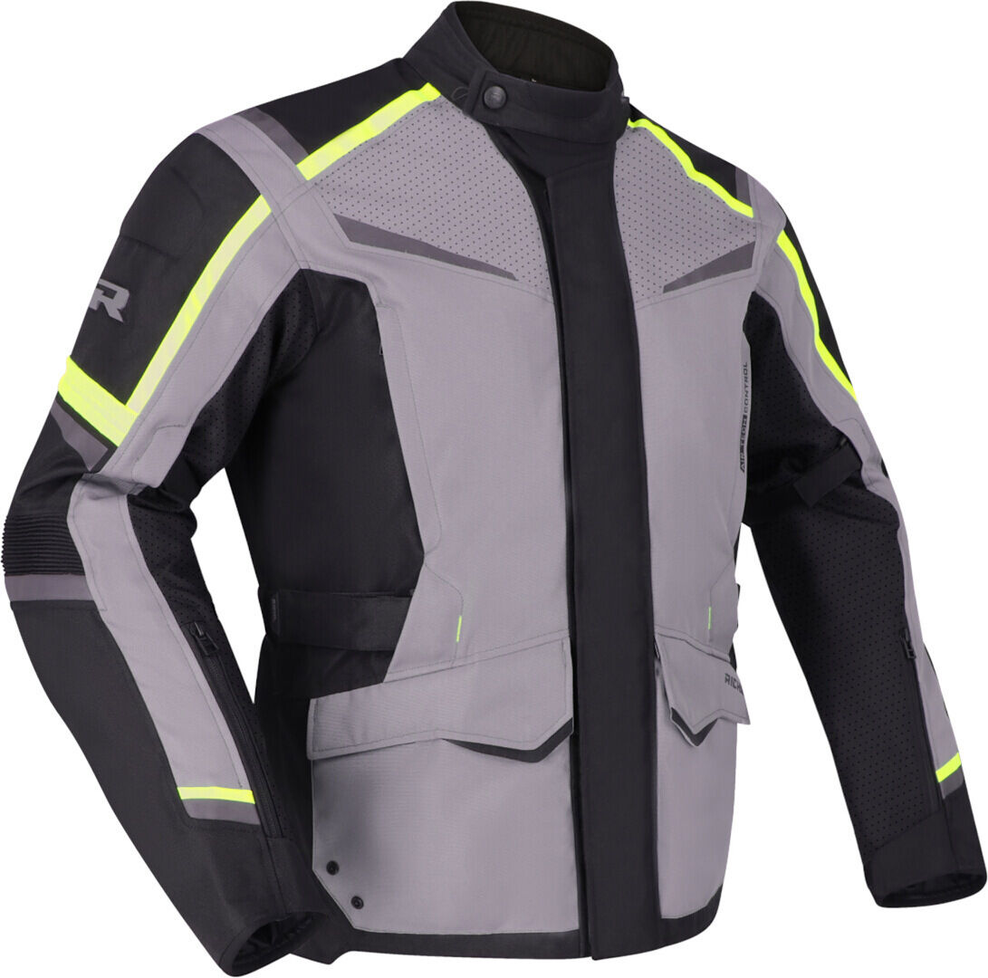 Richa Tundra chaqueta textil impermeable para motocicleta - Negro Gris Amarillo (S)