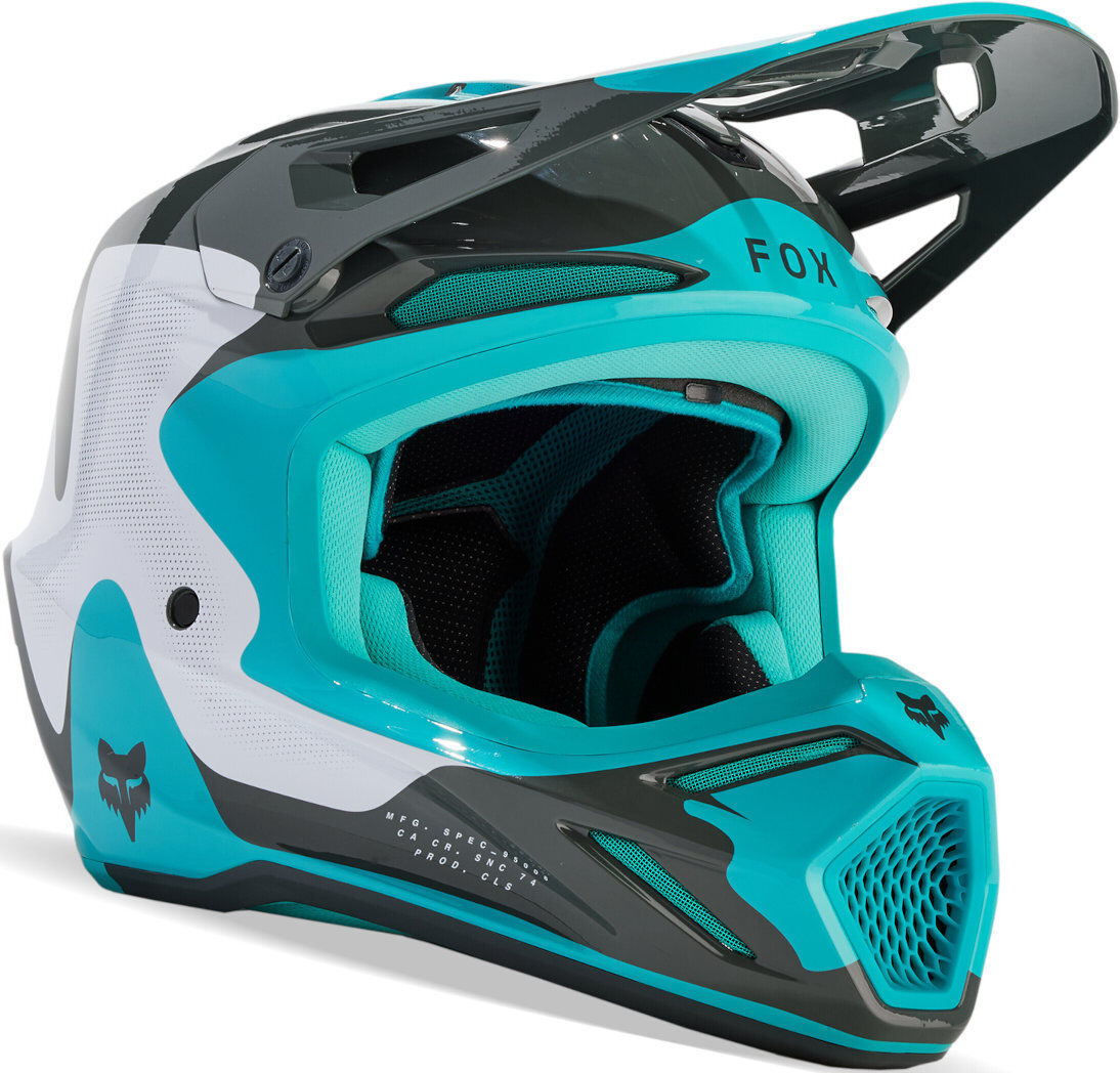 Fox V3 Revise MIPS Casco de motocross - Negro Blanco Verde (XL)