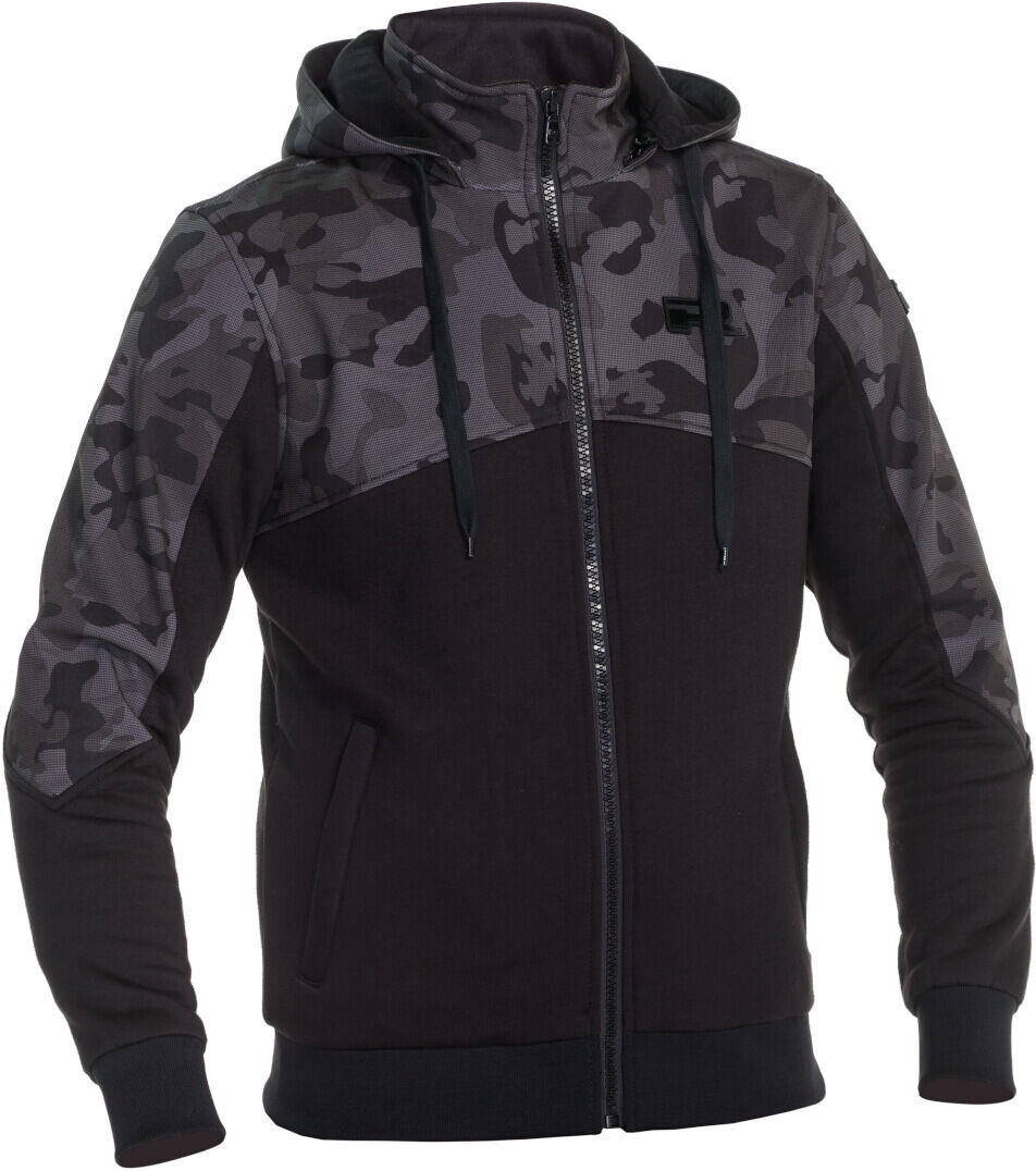 Richa Titan Core Camo Sudadera con capucha con cremallera para motocicleta - Negro Gris