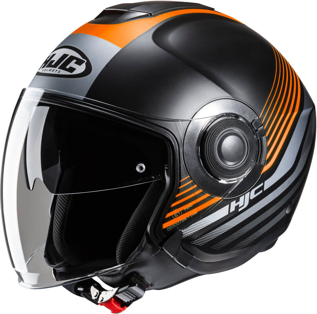 HJC i40N Dova Casco Jet - Negro Naranja Plata (XL)