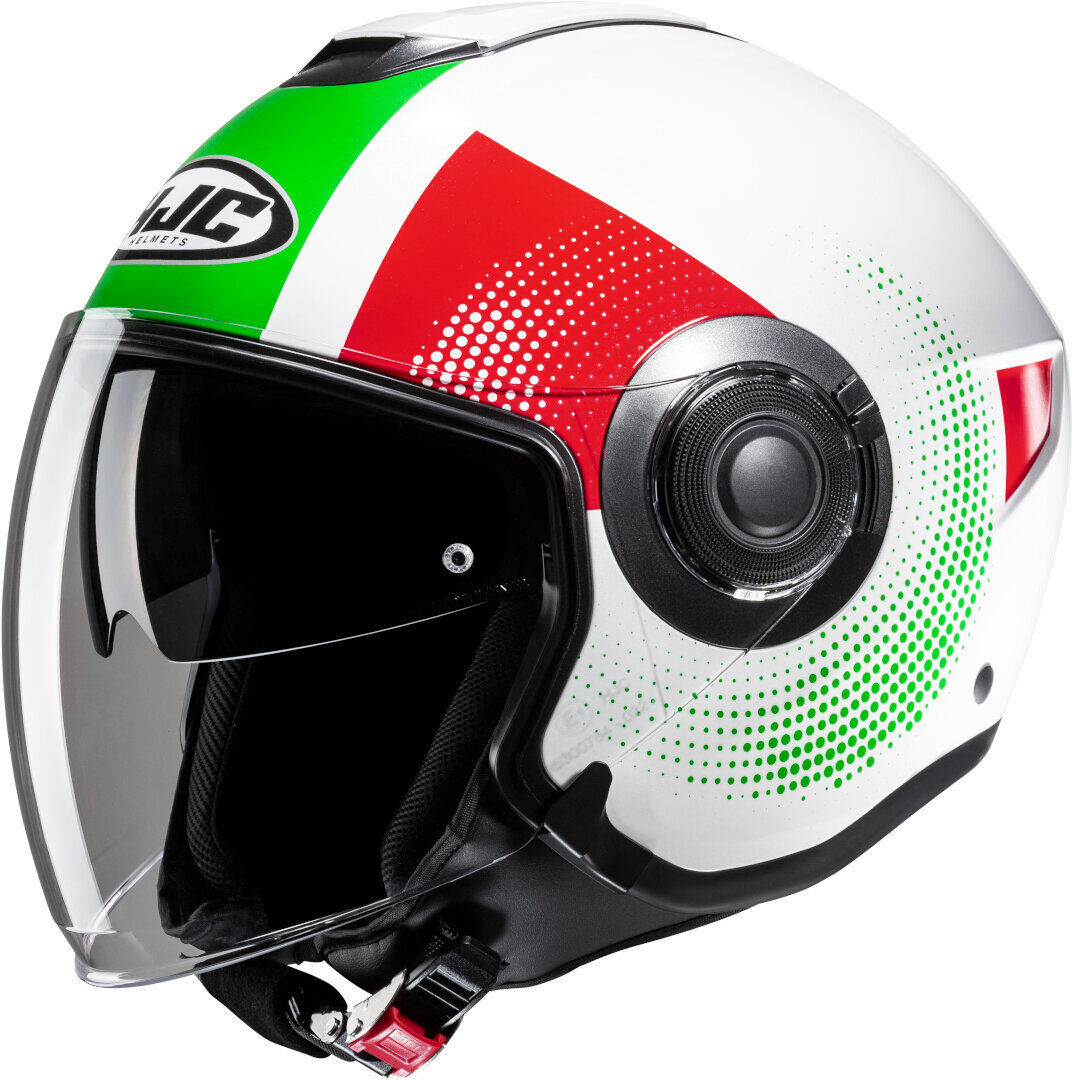 HJC i40N Pyle Casco Jet - Blanco Rojo Verde (M)