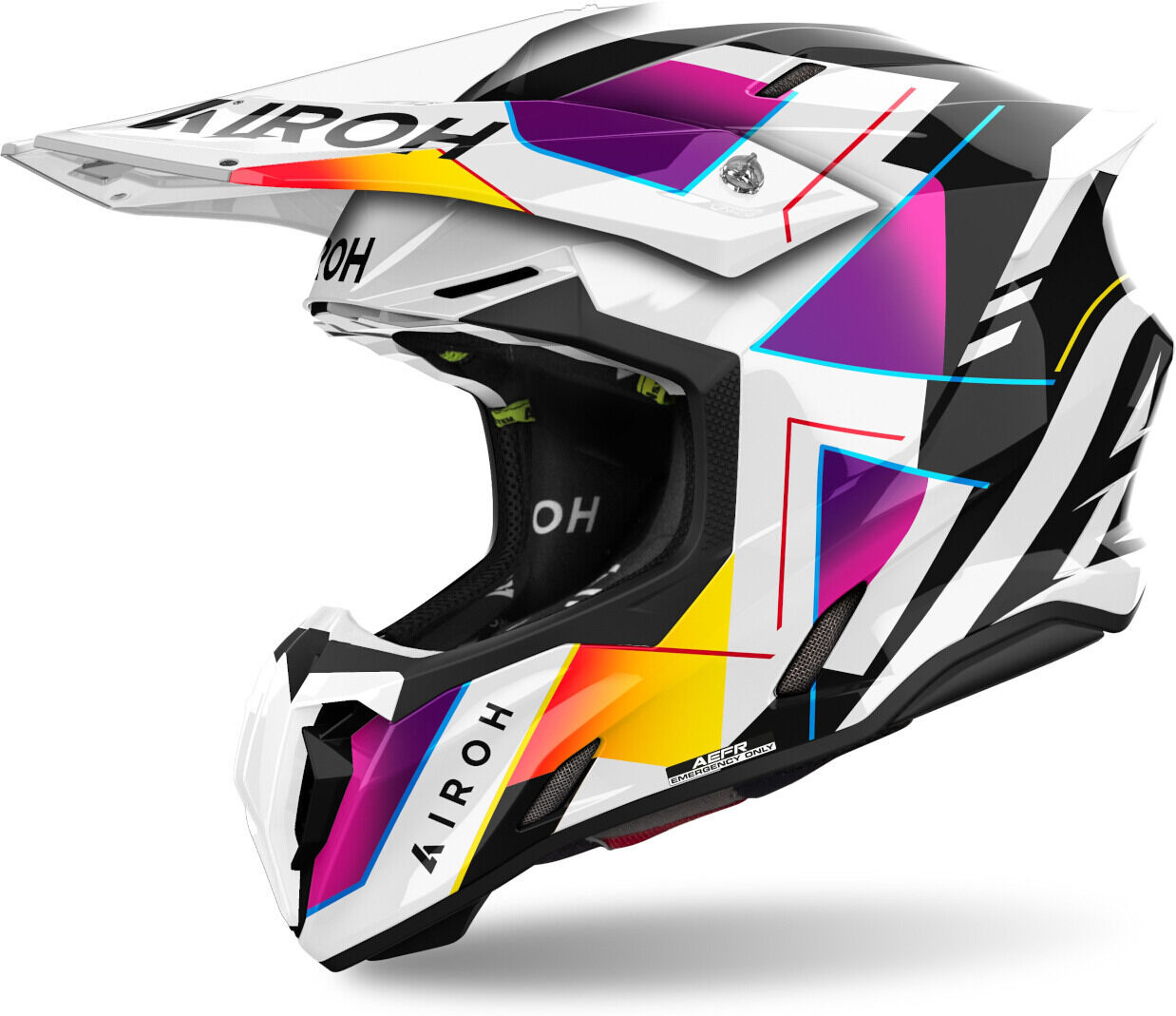 Airoh Twist 3 Rainbow Casco de motocross - Negro Blanco Rosa (L)