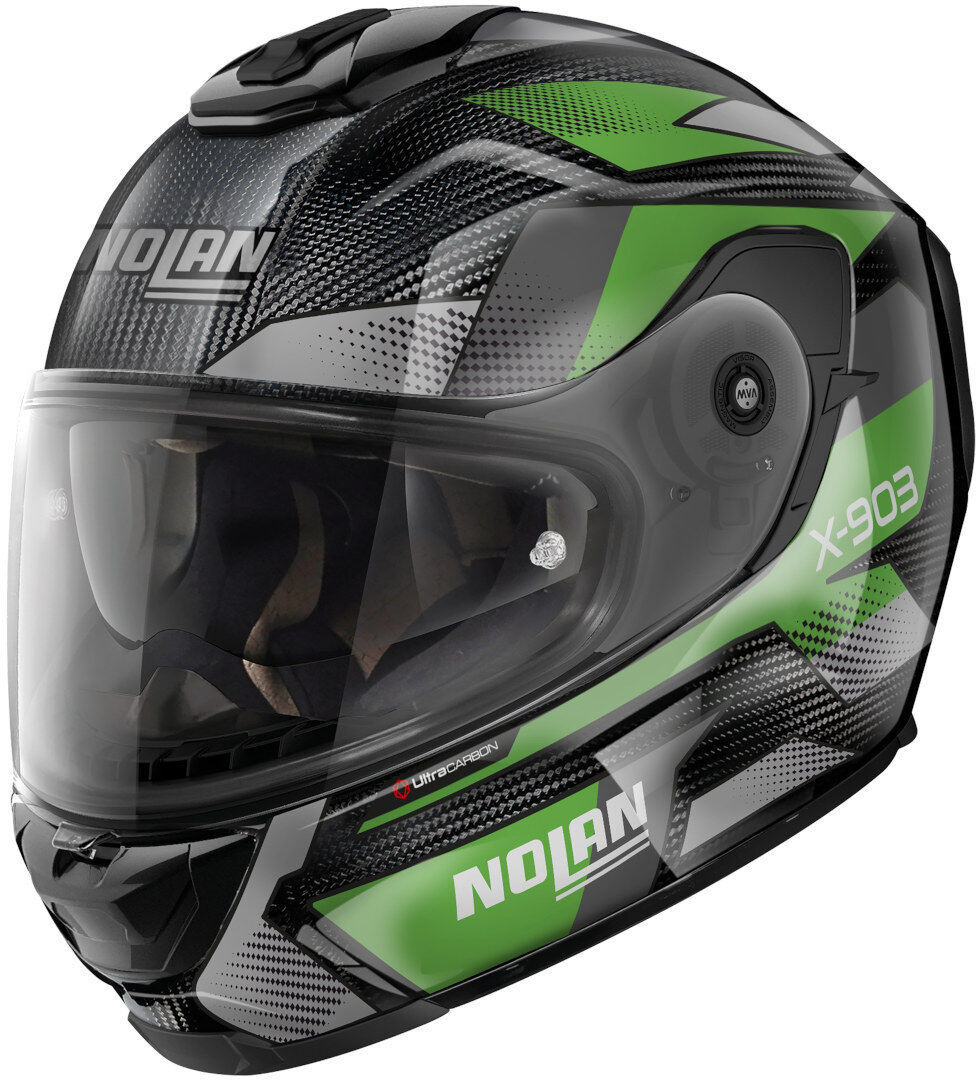 Nolan X-903 Ultra Carbon Highspeed N-Com Casco - Negro Gris Verde (M)