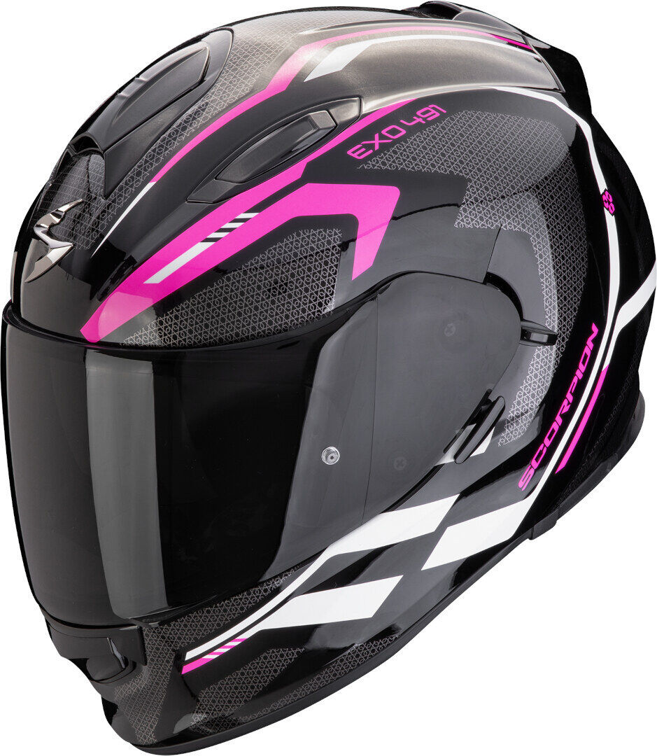 Scorpion Exo-491 Kripta Casco - Negro Blanco Rosa (M)