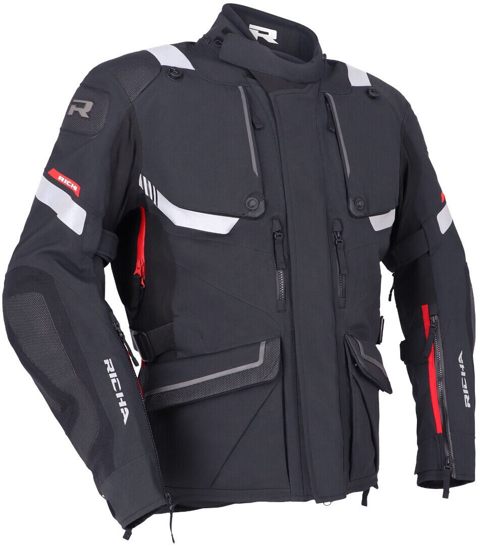 Richa Armada Gore-Tex Pro chaqueta textil impermeable para motocicletas - Negro Blanco Rojo (M)