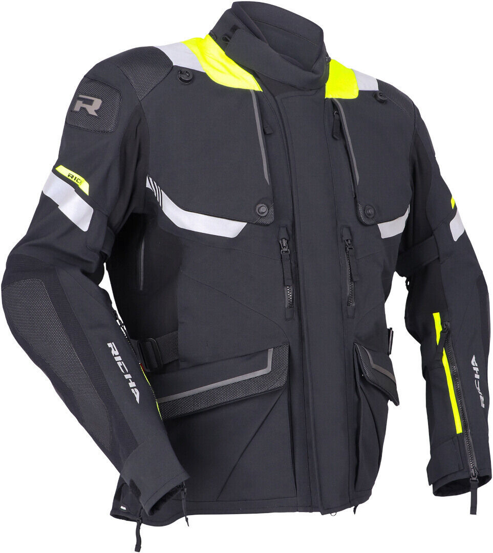 Richa Armada Gore-Tex Pro chaqueta textil impermeable para motocicletas - Negro Blanco Amarillo (S)