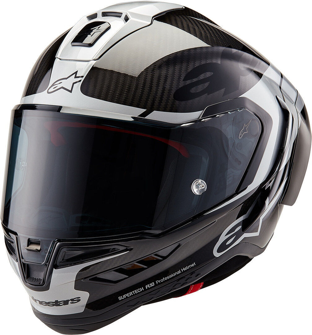 Alpinestars Supertech R10 Element Carbon Casco - Negro Plata (XL)