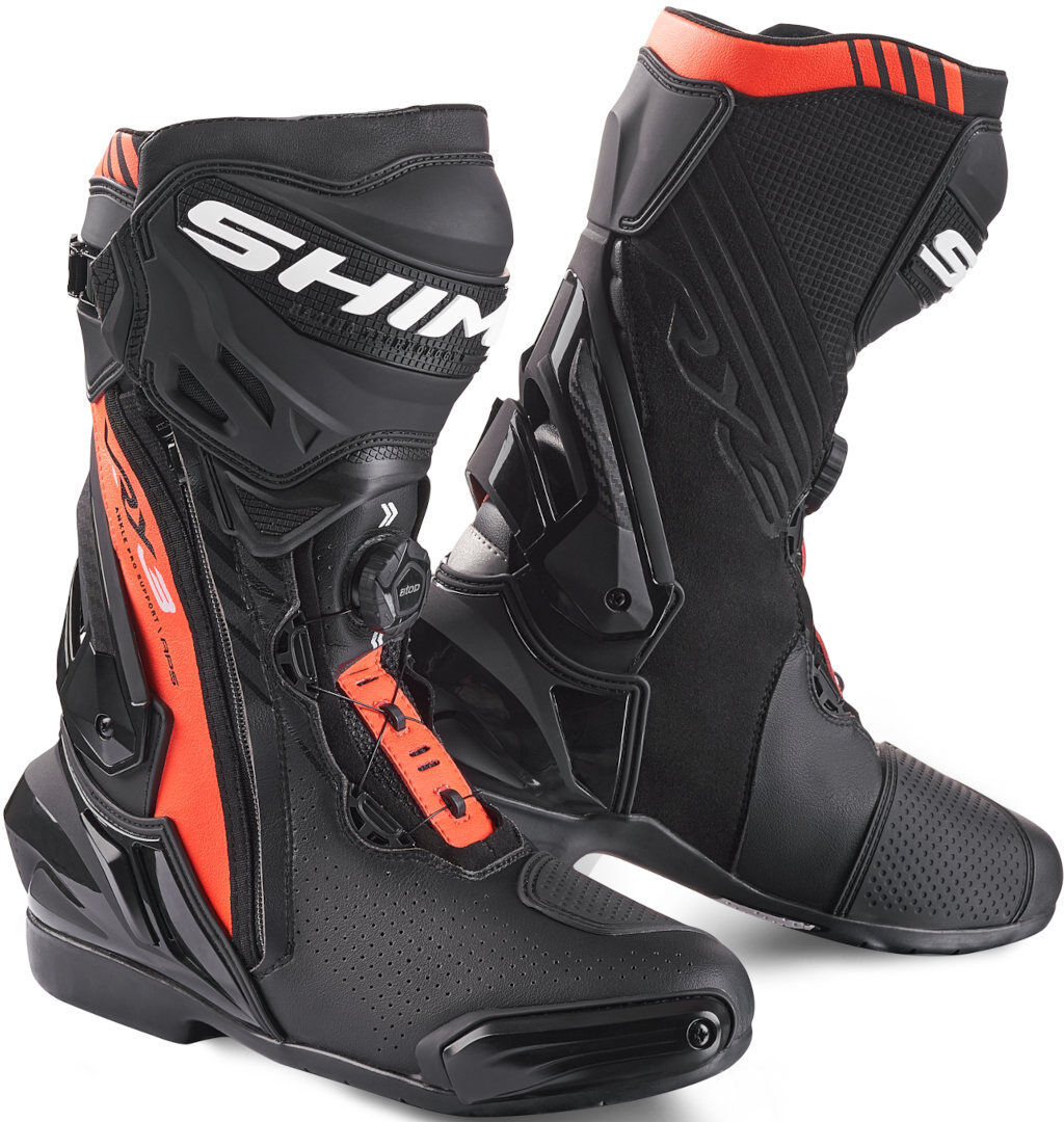 SHIMA VRX-3 Botas de moto perforadas - Negro Blanco Rojo (48)