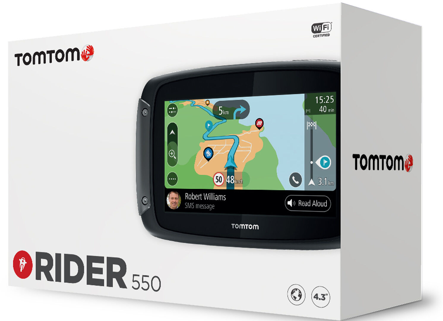 TomTom Rider 550 World Sistema de guía de ruta - Negro (un tamaño)