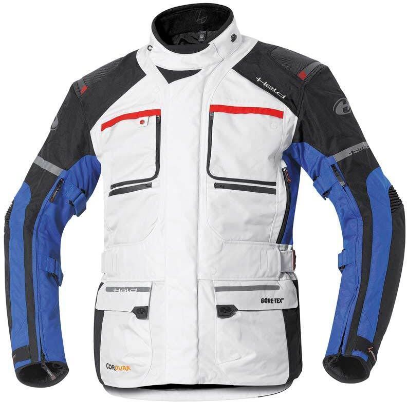 Held Carese II chaqueta textil de motocicleta para damas y hombres - Gris Azul (XS)