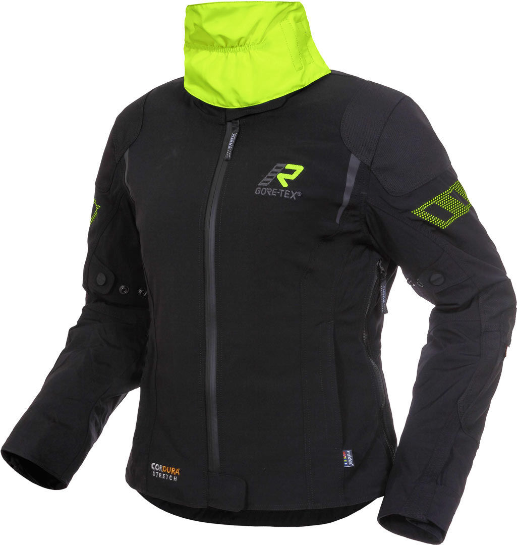 Rukka Elastina Chaqueta textil para motocicletas para damas - Negro Amarillo (40)