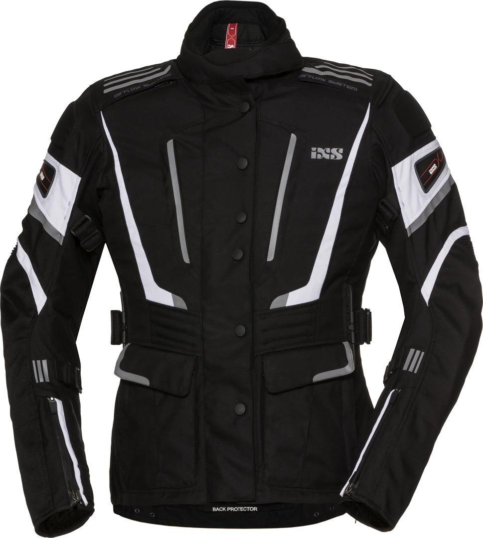 IXS X-Tour Powells-ST Chaqueta de Motorcycel textil de las señoras - Negro Blanco