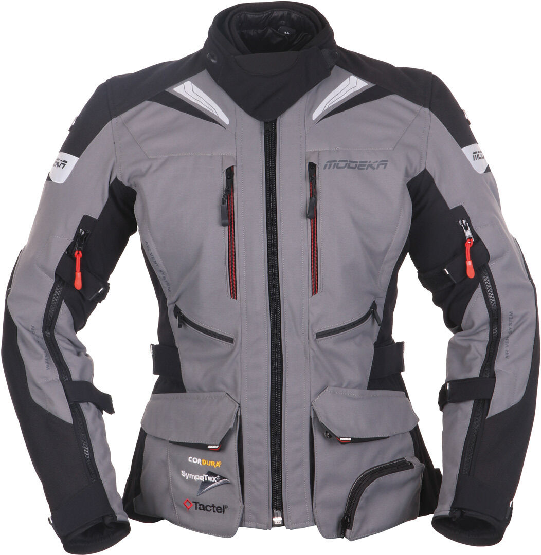 Modeka Panamericana Chaqueta textil para motocicletas de señoras - Negro Gris (42)