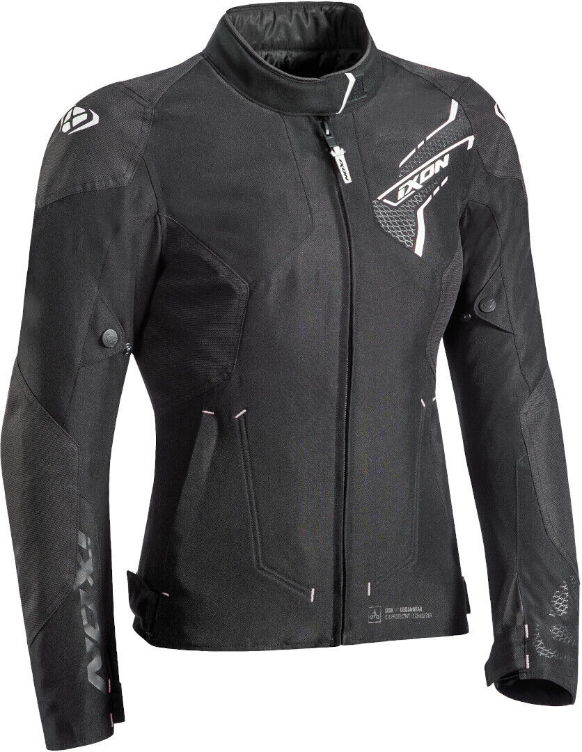 Ixon Luthor Chaqueta textil para motocicletas de señoras - Negro Blanco (2XL)