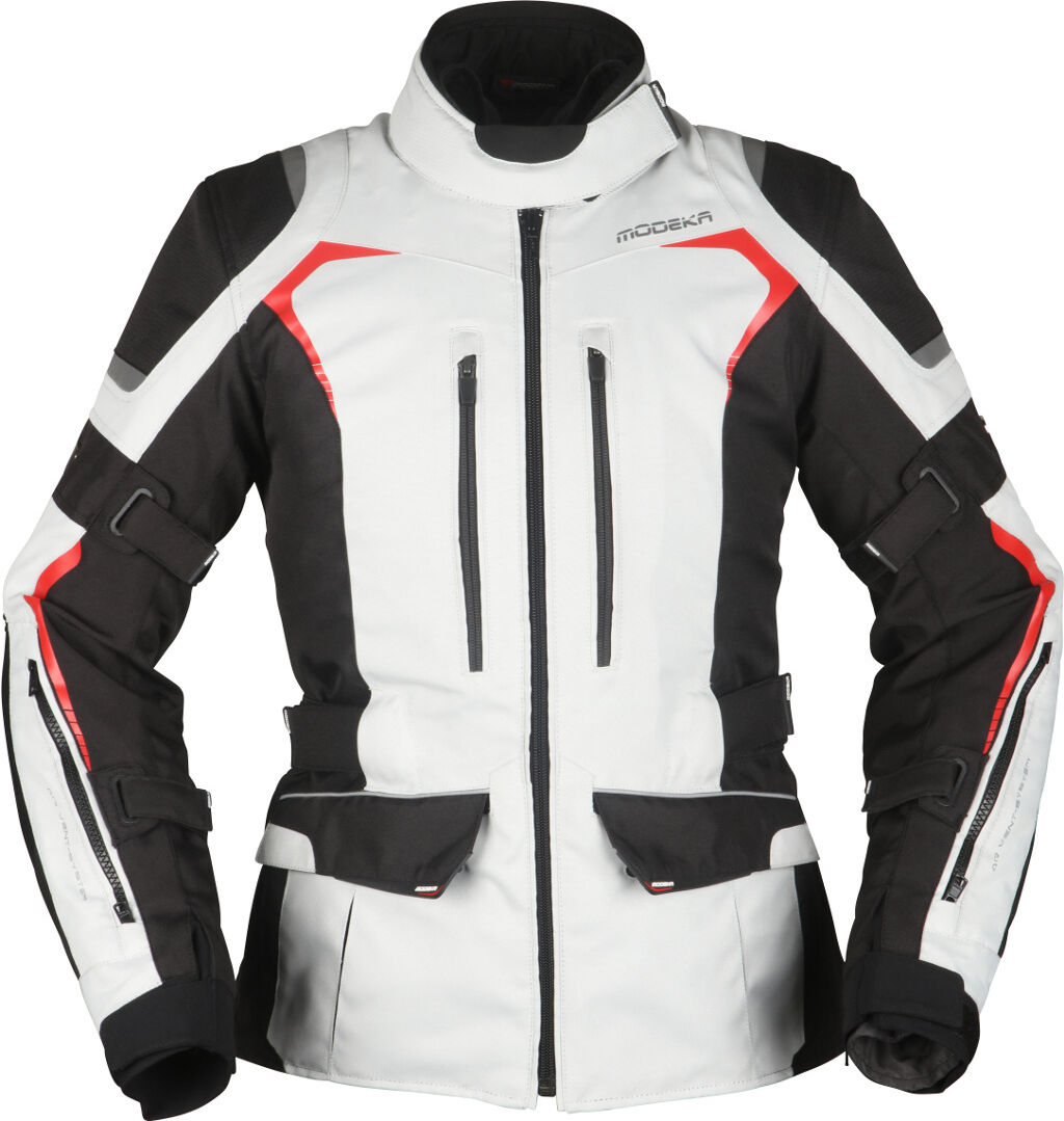 Modeka Elaya Chaqueta textil para motocicletas de señoras - Negro Gris (40)