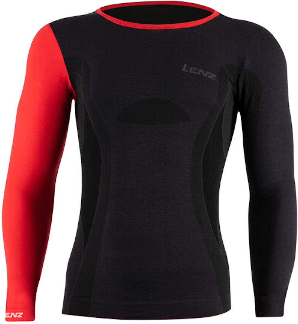 Lenz 6.0 Merino Crew Neck Camisa funcional - Negro Rojo
