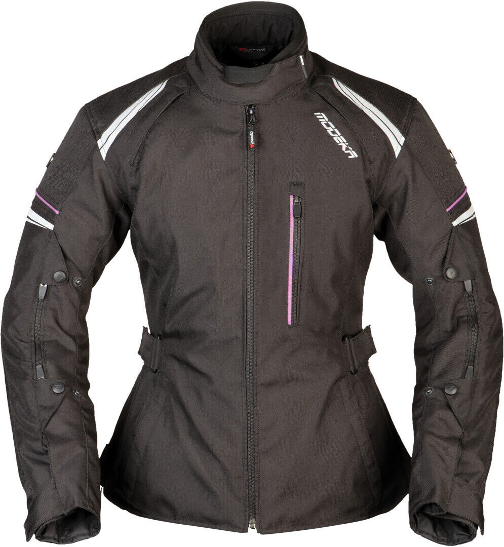 Modeka Violetta Chaqueta textil de la motocicleta de las señoras - Negro (42)