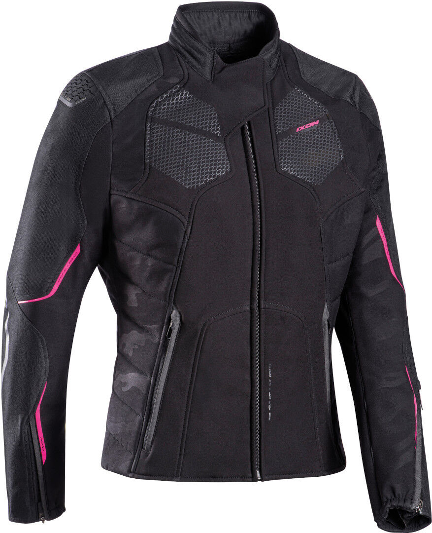 Ixon Cell Chaqueta textil de la motocicleta de las señoras - Negro Rosa (XS)