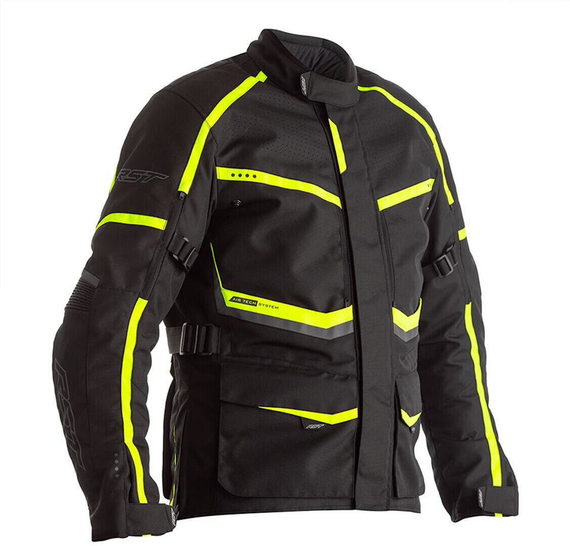 RST Maverick Chaqueta textil de la motocicleta de las señoras - Negro Amarillo (2XL)