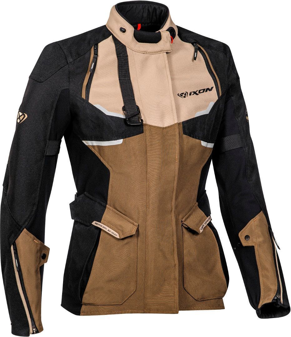 Ixon Eddas Chaqueta textil de motocicleta para damas - Negro Marrón (XS)