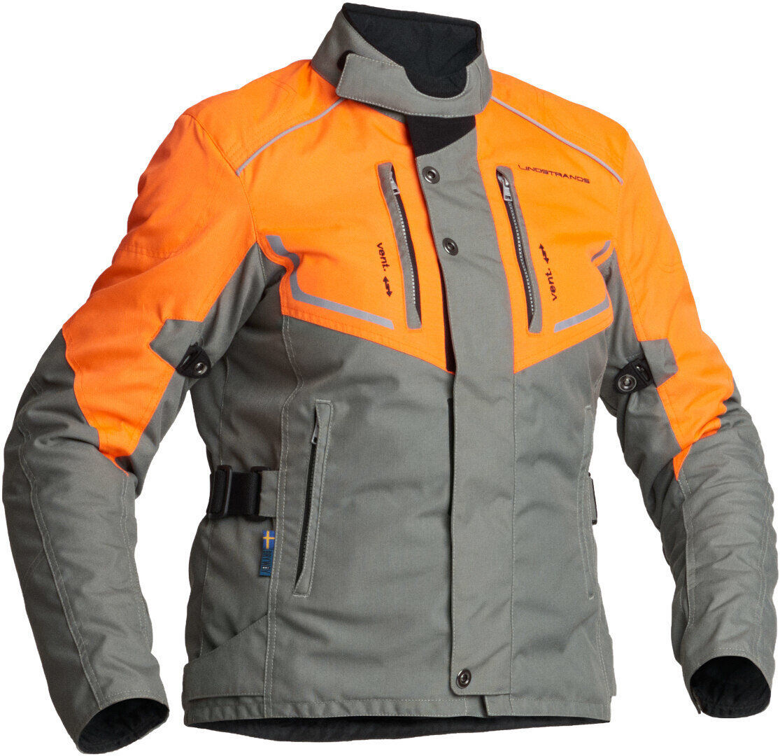 Lindstrands Halden Impermeable Damas Motocicleta Chaqueta Textil - Gris Naranja (40)