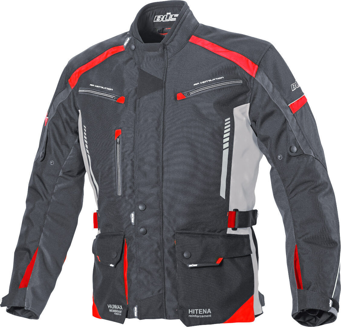 Büse Torino II Chaqueta textil de motocicleta - Negro Rojo (M)