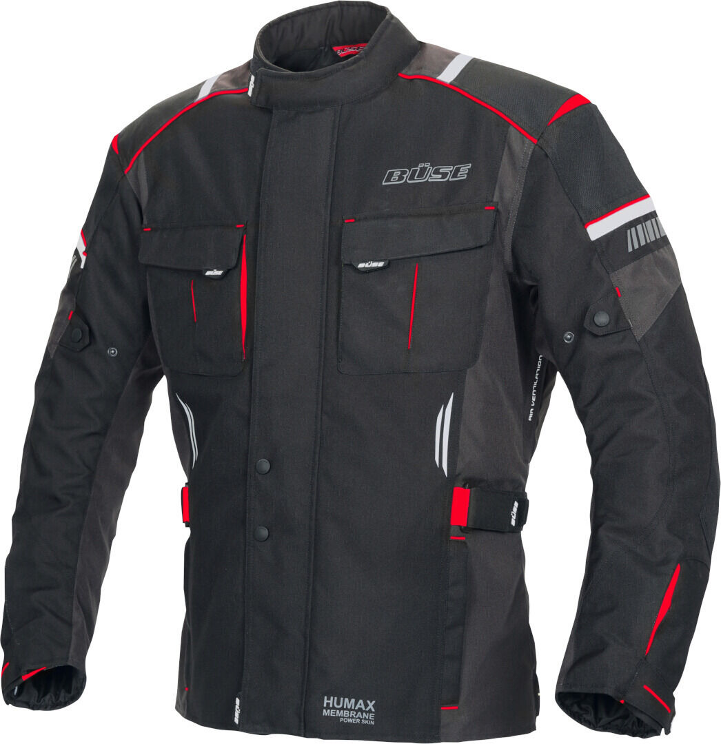 Büse Breno Pro Chaqueta textil de motocicleta - Negro Rojo (2XL)