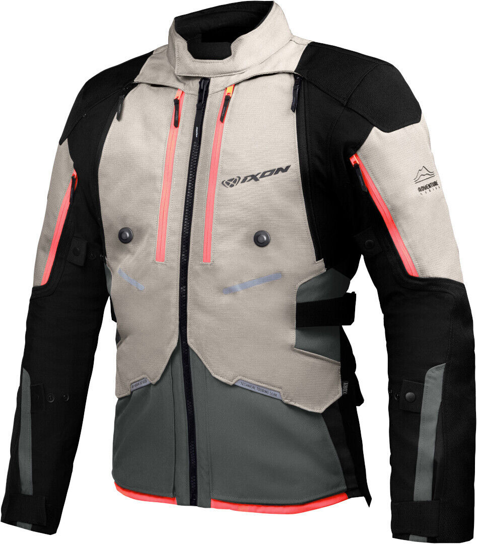 Ixon Vidar Chaqueta textil de motocicleta - Negro Rojo Beige (M)