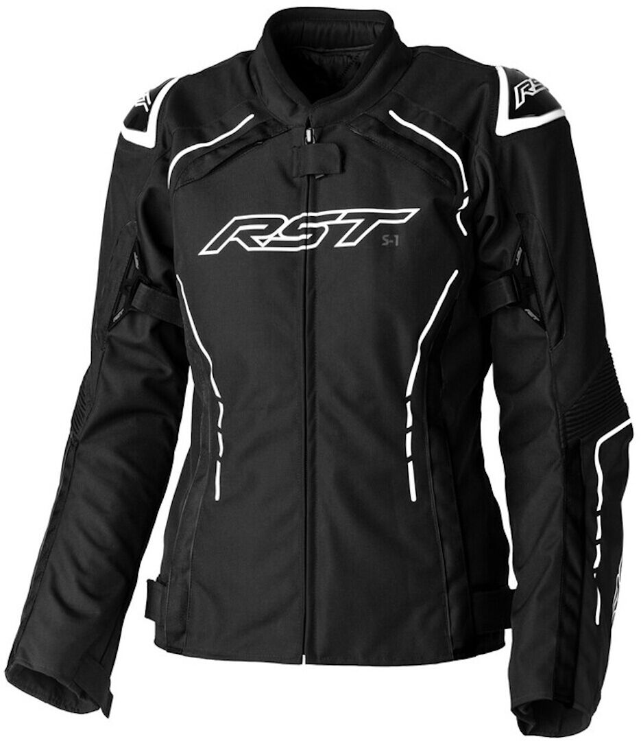 RST S-1 Chaqueta textil de motocicleta para damas - Negro Blanco (2XL)