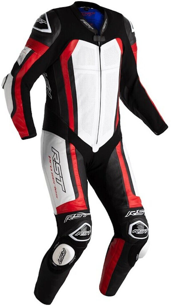 RST Pro Series Evo Airbag Traje de cuero de moto de una pieza - Negro Blanco Rojo