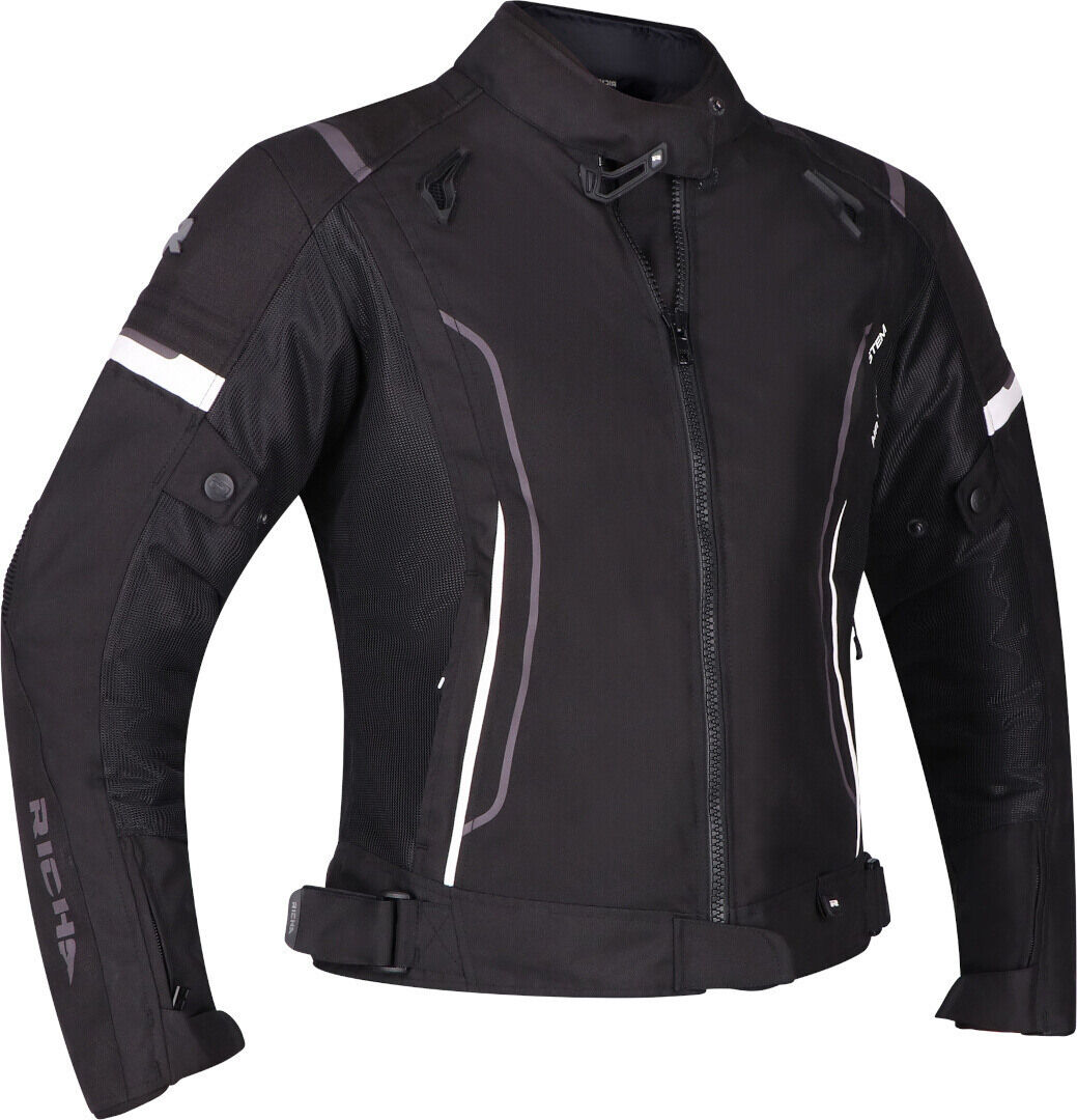 Richa Airstream 3 impermeable Chaqueta textil de motocicleta para mujer - Negro Blanco (XS)