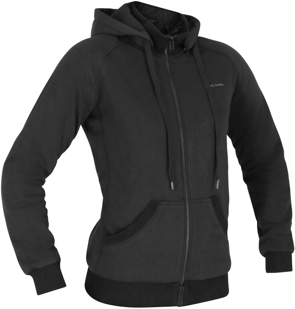 Richa Titan 2 Sudadera con capucha con cremallera de motocicleta para mujer - Negro (L)