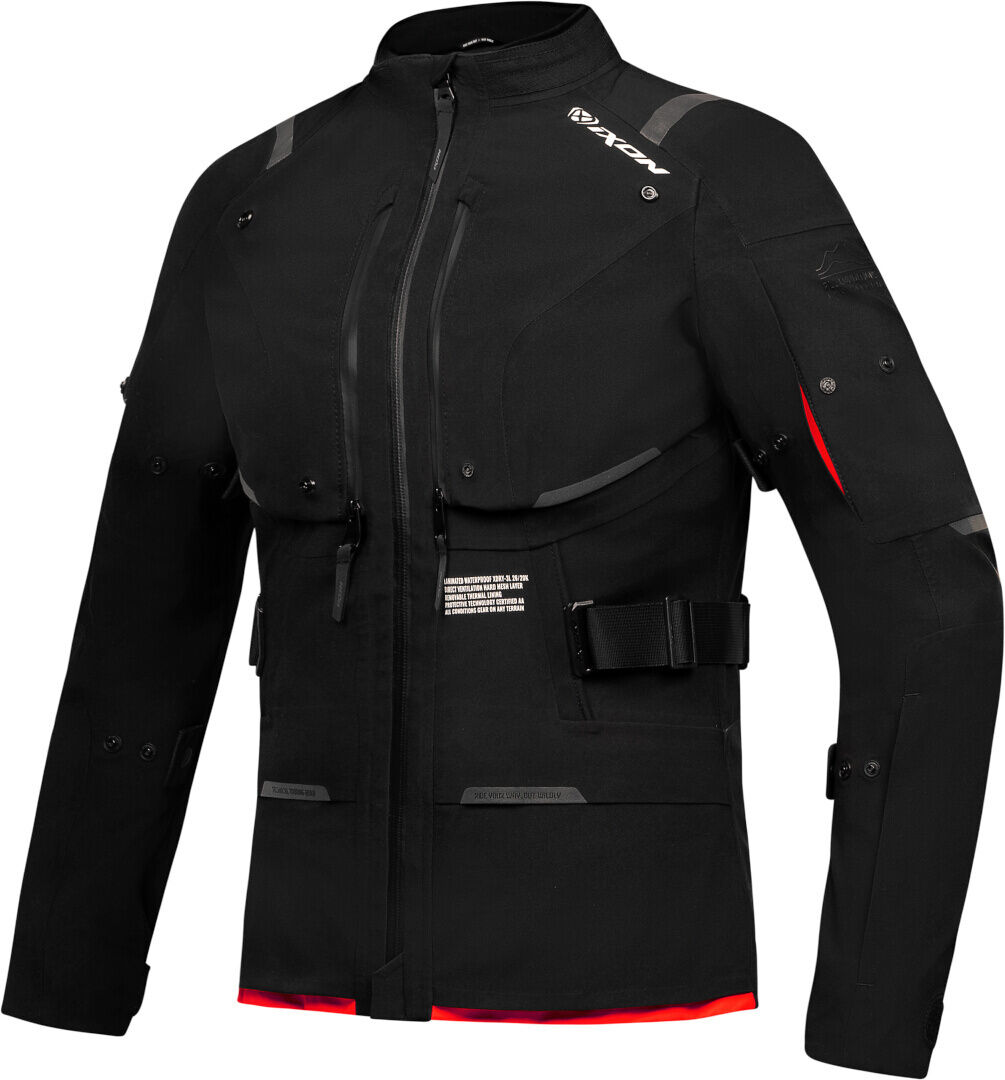 Ixon M-Skeid Chaqueta textil impermeable para mujer - Negro Rojo (L)