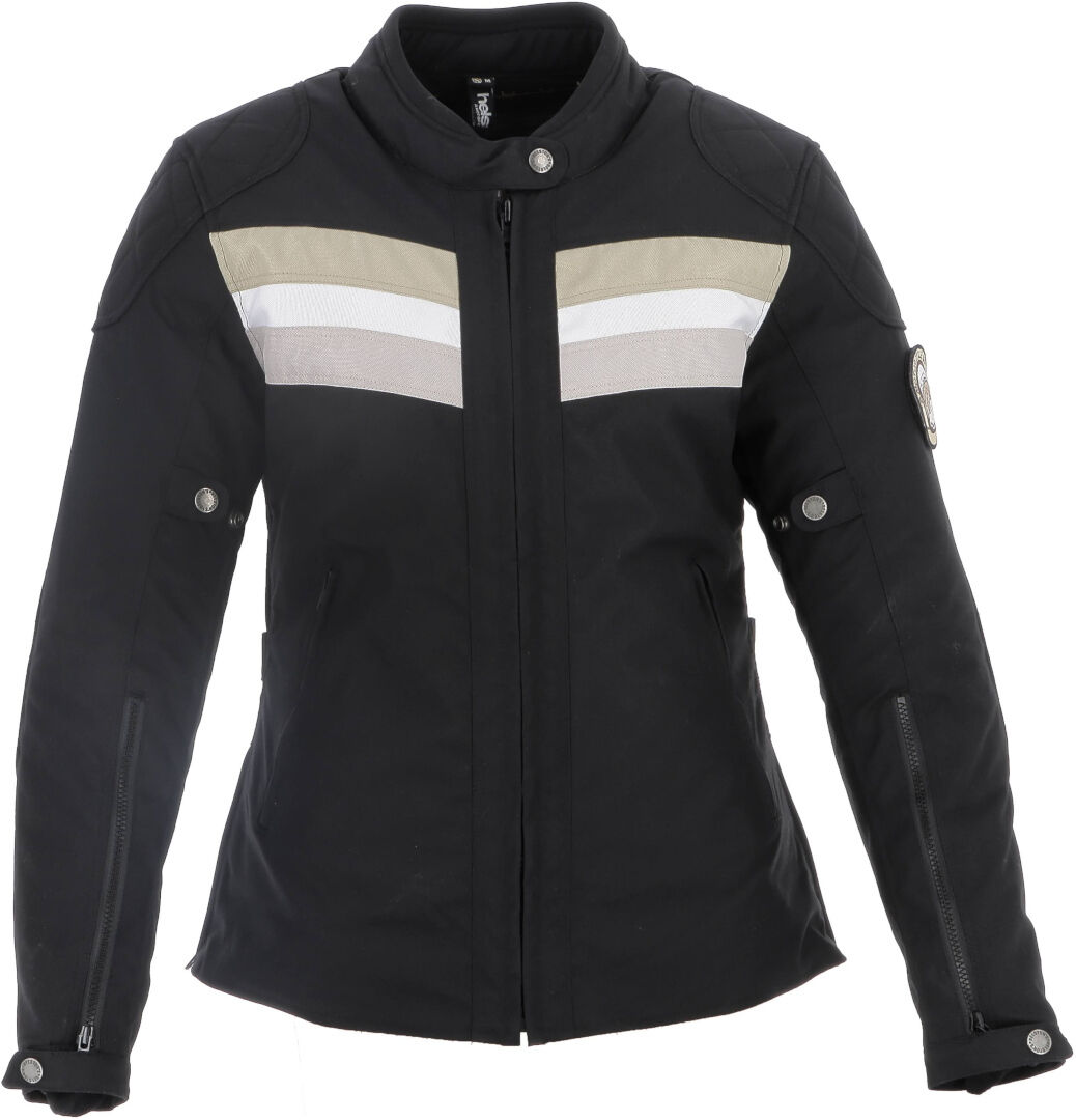 Helstons Corvette impermeable Chaqueta textil de motocicleta para mujer - Negro Blanco (XL)