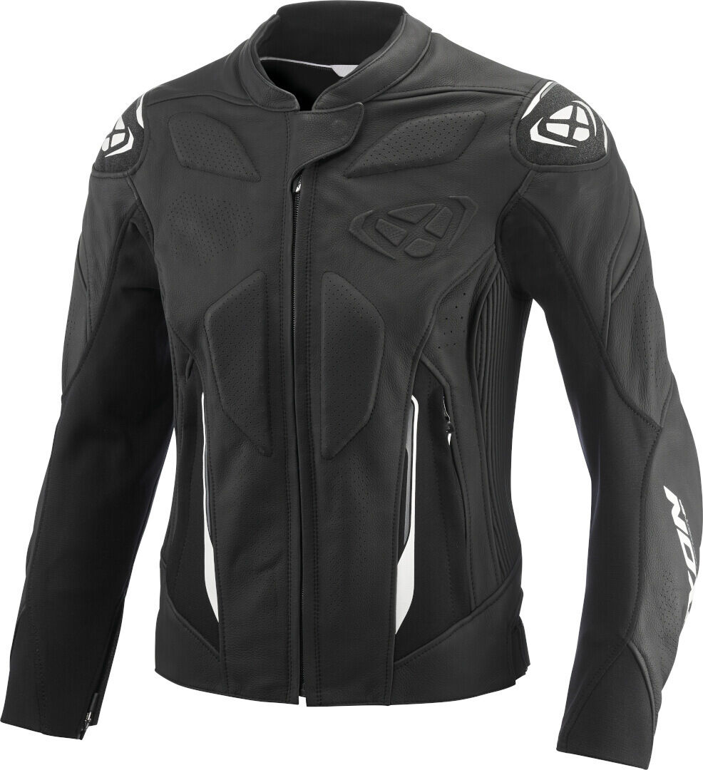 Ixon Wonder-SP Chaqueta de cuero de motociclismo para mujer - Negro Blanco (M)