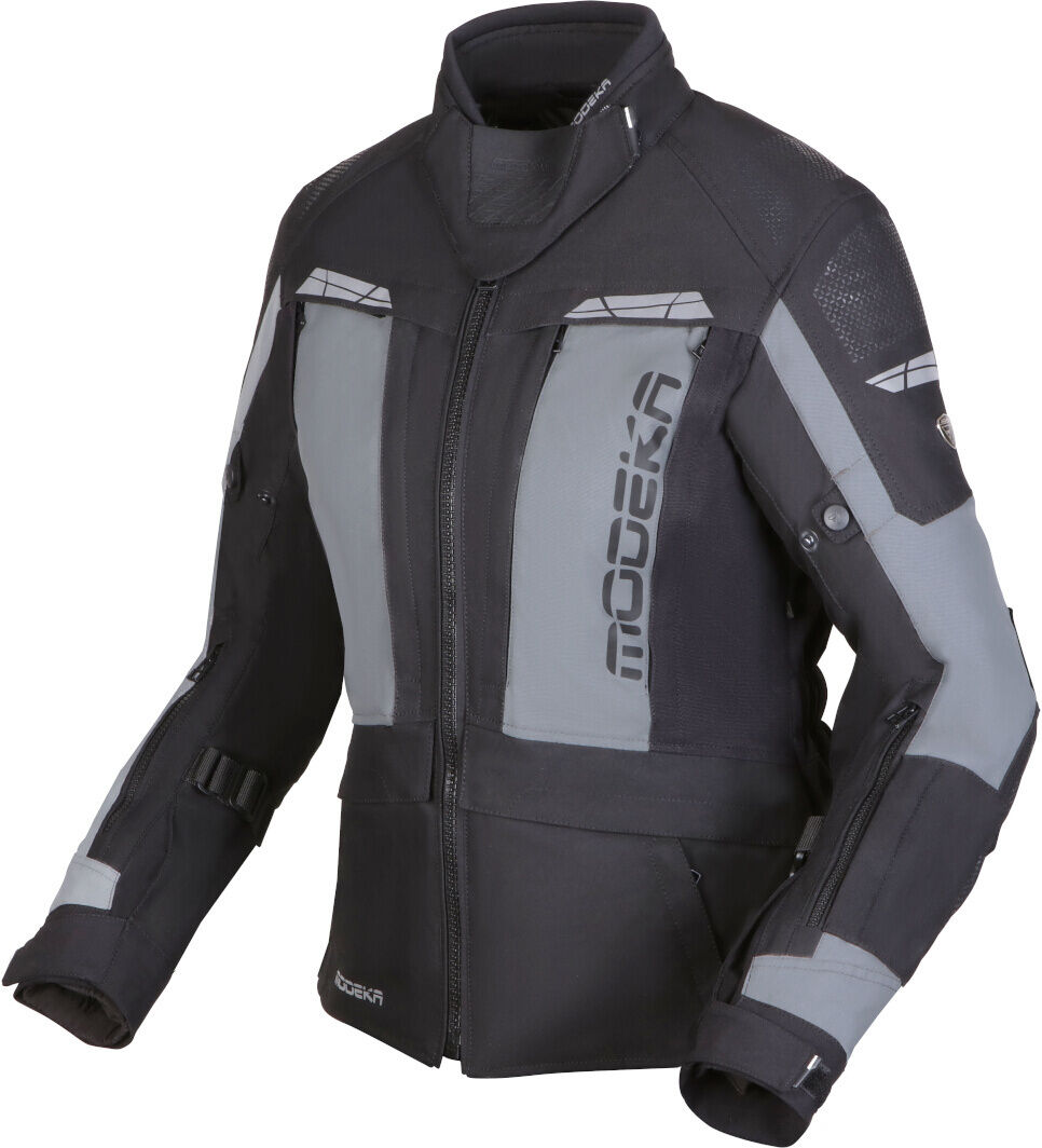 Modeka Hydron impermeable Chaqueta textil de motocicleta para mujer - Negro Gris (42)