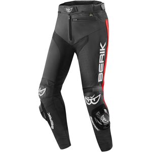 Berik Track Pantalones de cuero de moto - Negro Rojo (56)