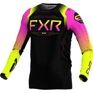 FXR Helium 2024 Youth Maillot de motocross - Negro Rosa Amarillo (XL)