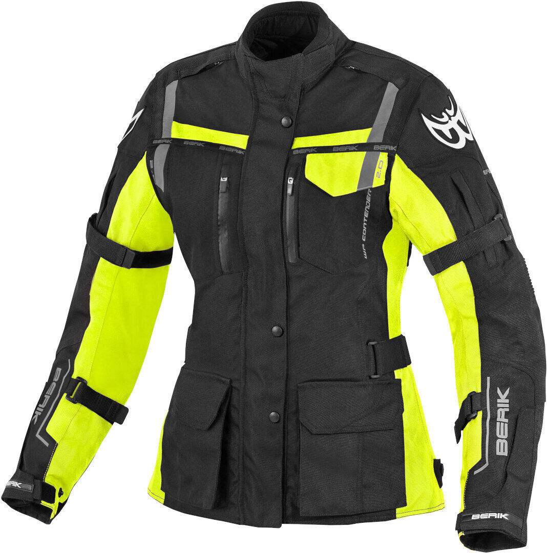 Berik Torino Impermeable señoras chaqueta textil de la motocicleta - Negro Amarillo (40)