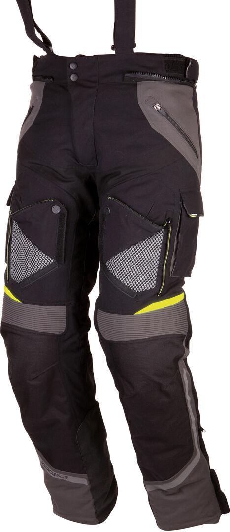 Modeka Panamericana Pantalones Textiles para Motocicletas - Negro Amarillo (5XL)